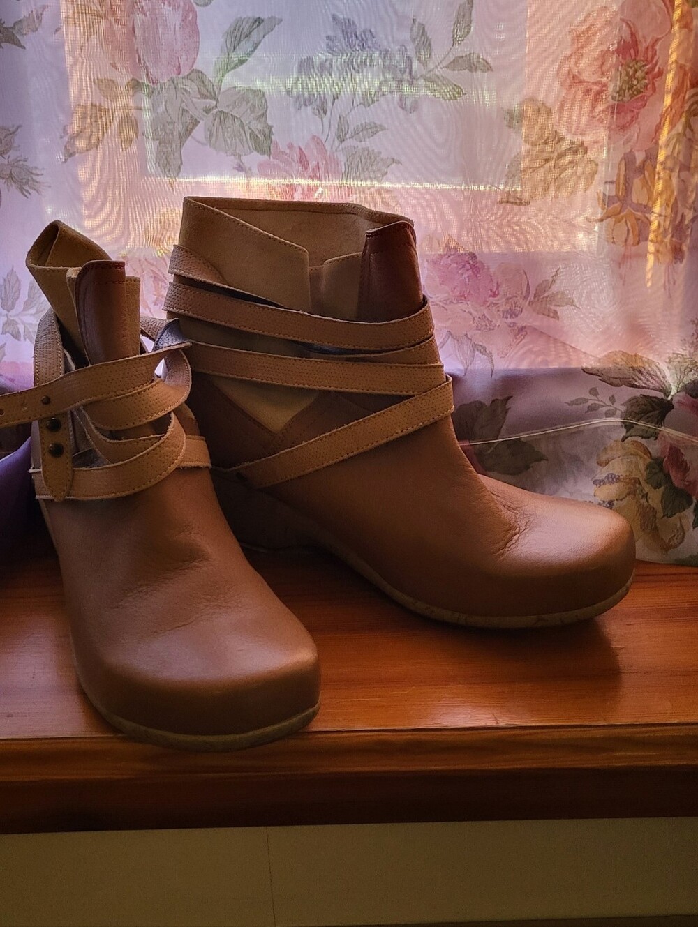 Classic Tan Strap Ankle Boots with Wrap Detail